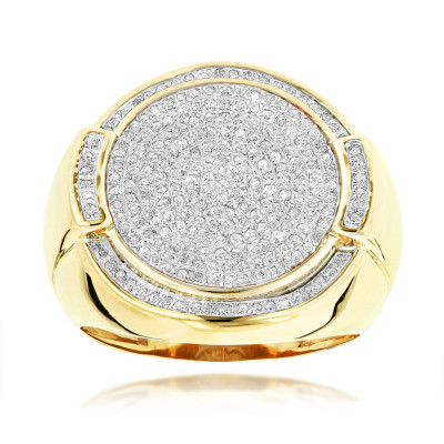 Bague Pour Homme En Or Jaune 10k Avec Diamants Micro Pave - Taille 10.5 - Occasion Très Bon état