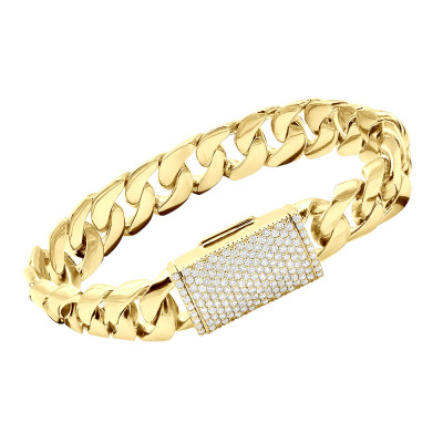 Luxury Cuban Link Chain Bracelet in Gold with Crystal Clasp Amazon.com: KRKC&CO 12mm Cuban Link Bracelet, 14k Plated  main image 3