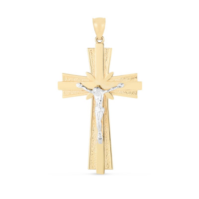 14k Yellow Gold Shield with Cross Religious Charm Pendant Mens Womens