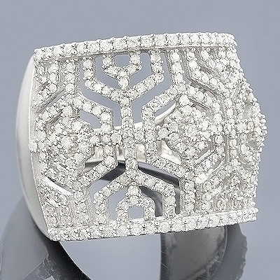 14K Gold Womens Pave Diamond Ring 1.35ct 405891