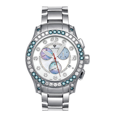 Aqua Master Men's White Blue Diamond Watch 8ct 963651
