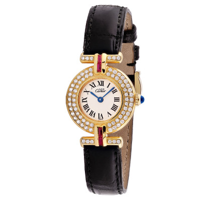 Cartier Vermeil Colisee Gold Diamond Women display picture 1