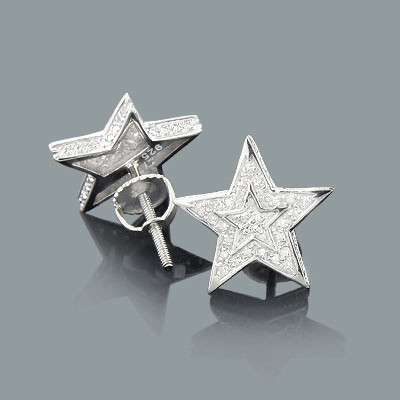 ピアス Logo Engraved Star Earrings #7117 Sterling Silver Star Stud Earrings - Cubic Zirconia Star