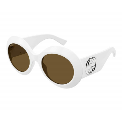 Gucci Women's Sunglasses White Oval GG1647S003 Brown Lenses M01464