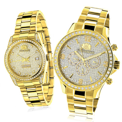 Montre Femme Chrono Diamond Swiss Avec Diamants - Dorée, étanche, Neuve Avec étiquettes