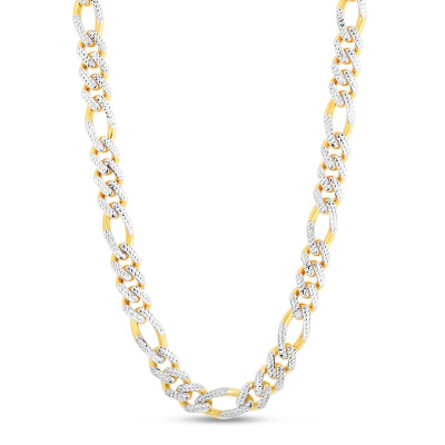 Men's 14K Yellow Gold Solid Diamond Cut Figaro Chain FIDS