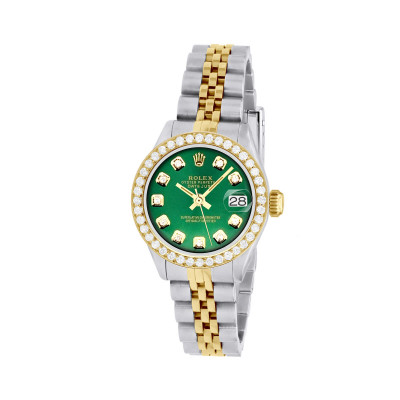 Rolex Lady-Datejust 69173 26MM Green Diamond Dial With Two Tone
