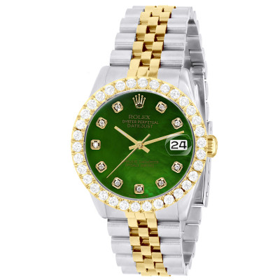 Rolex Ladies Datejust Oyster Gold Stainless Steel Diamond Dial Bezel Emeralds Rolex Ladies Datejust Oyster Gold Steel Diamond Dial Bezel  main image 2