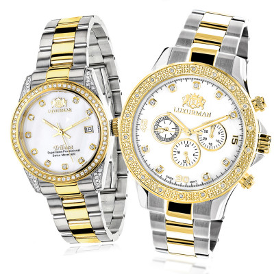 His and hers matching watch set, water resistant (W030) NWT matching-his-and-hers-luxurman  main image 3