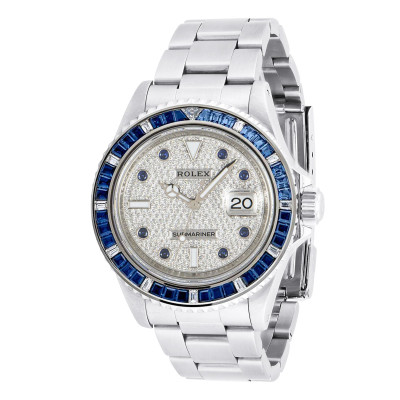 Rolex Submariner Date 16610 40MM Diamond Dial Sapphires Bezel