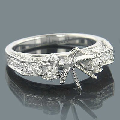 Unique Engagement Ring Settings 18K White Gold Diamond Setting