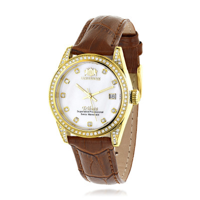 Hidalgo Women’s Wrist Watch with Diamond Bezel and Tan Genuine Leather Strap Hidalgo Wristwatches for sale | eBay main image 4