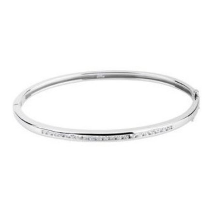 14K White Gold 1/2 CTW Natural Diamond Bangle 6 1/2in Bracelet