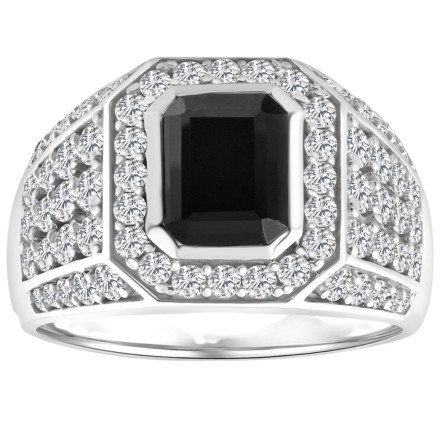 10K or 14k Gold Lab Grown White and Black Diamond Ring l 1.5ct l G, VS for Men