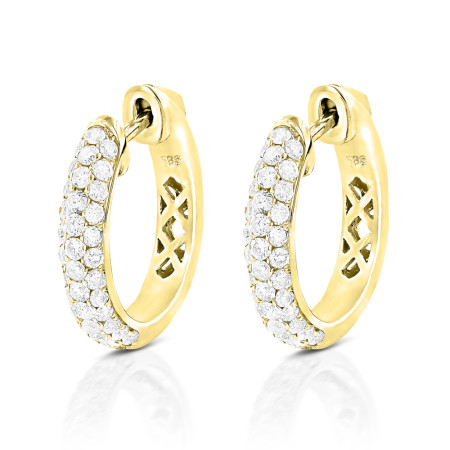 1 Carat Pave Diamond Hoop Earrings 14K Gold 890261