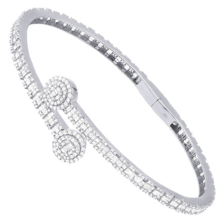 10K Gold Diamond Split Bangle Bracelet for Women 3.5ct in White color  803269