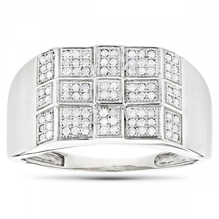 10K White Gold Men's Diamond Ring 0.34ct 406001