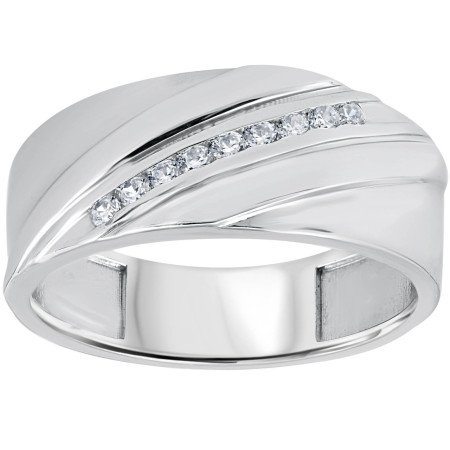 10k or 14k White Gold Round Diamond Ring l 0.16ct l H-I for Men in White color  HD3506