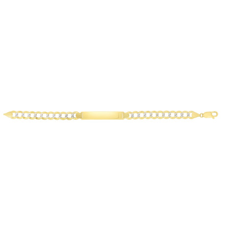 10mm Pave Curb ID Bracelet for Women | 14K Yellow Gold | Lobster Clasp HD5125