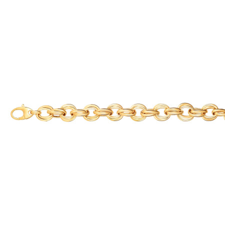 11.8mm Round Double Link Bracelet for Women | 14K Yellow Gold | Lobster Clasp HD5091