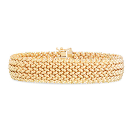 14.5mm Large Mesh Rice Bracelet for Men & Women | 14K Yellow Gold | Box with Figure 8 Clasp in Yellow color  HD5149