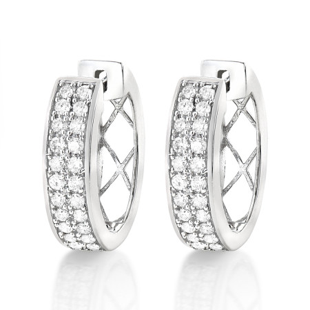 14K Diamond Hoop Huggie Earrings 0.74ct in White color  890388