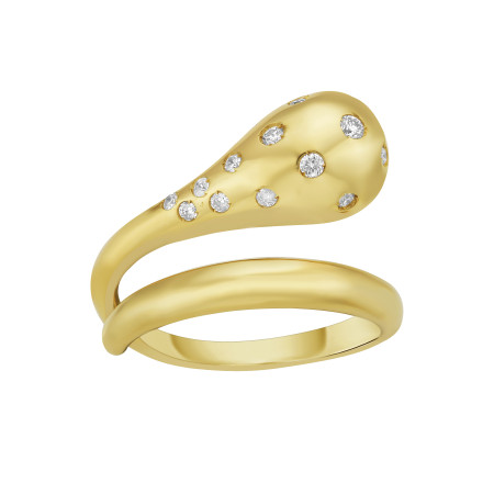 Unisex Yellow 14K Diamond Raindrop Ring HD5042