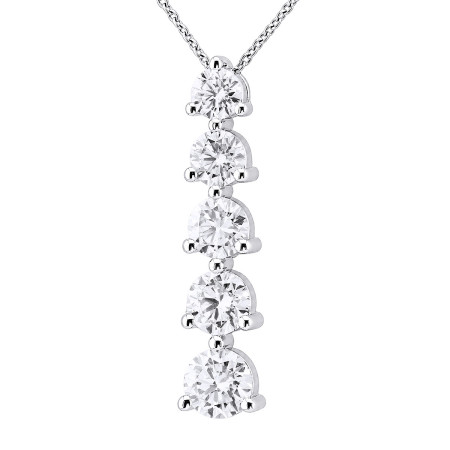 14k Gold 5 Stone Handmade Unique Diamond Journey Pendant 2.50ct 010461