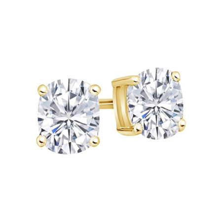 14K Gold Cushion Shape Lab-Grown Diamond Stud Earrings 4 Prong Push Back 1-10 Carats in Yellow color  A00009