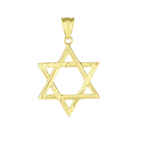 14K Gold Double Row Star of David Pendant HD0313
