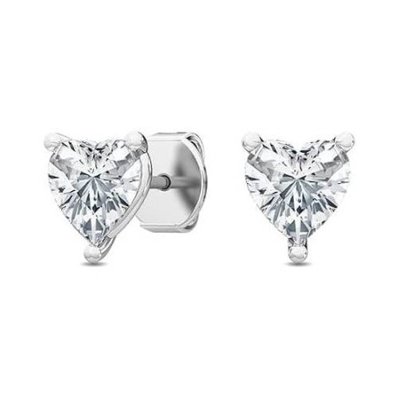 14K Gold Heart Shape Lab-Grown Diamond Stud Earrings 4 Prong Push Back 1-10 Carats in White color  A00010