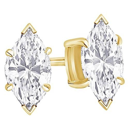 14K Gold Marquise Shape Lab-Grown Diamond Stud Earrings 4 Prong Push Back 1-10 Carats in Yellow color  A00003