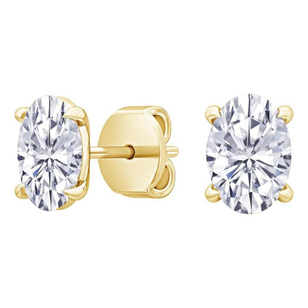 14K Gold Oval Shape Lab-Grown Diamond Stud Earrings 4 Prong Push Back 1-10 Carats in Yellow color  A00008