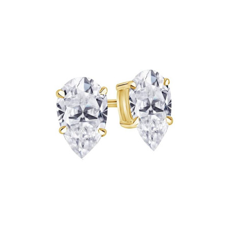 14K Gold Pear Shape Lab-Grown Diamond Stud Earrings 4 Prong Push Back 1-10 Carats in Yellow color  A00004
