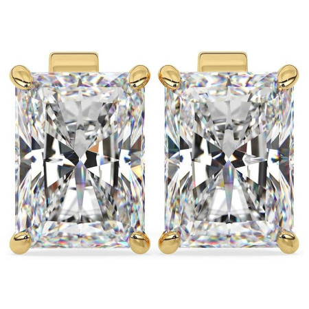 14K Gold Radiant Shape Lab-Grown Diamond Stud Earrings 4 Prong Push Back 1-10 Carats in Yellow color  A00007