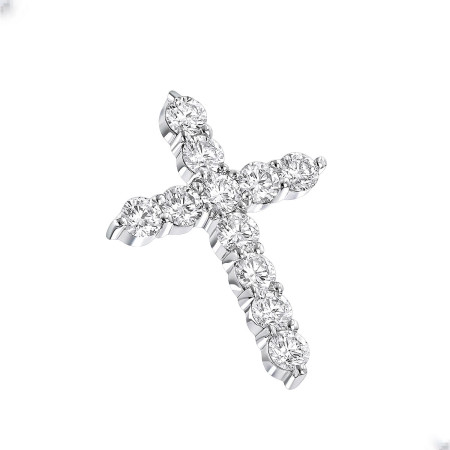 14K Gold Round Diamond Cross Pendant 3.30ct 008755