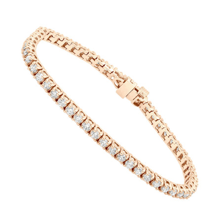 14K Gold Round Lab Diamond Tennis Bracelet for Women | Four-Prong Setting | 4ct in Rose color 018137