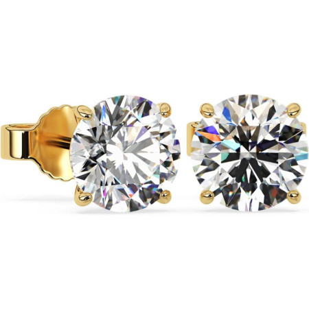 14K Gold Round Shape Lab-Grown Diamond Stud Earrings 4 Prong Push Back 1-10 Carats in Yellow color  A00001