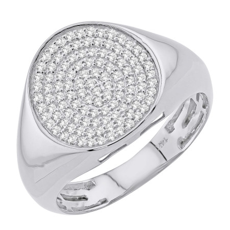Men's 14K Gold Diamond Signet Ring | Round Cluster Design | 0.6ct in White color  407199