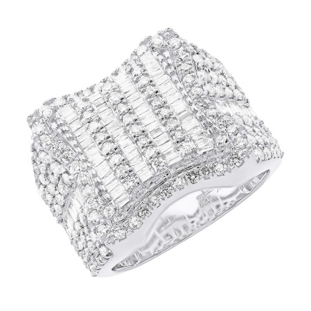 Unique Round Baguette Cut Diamond Pinky Ring for Men | 14K Gold | 3ct in White color  407204