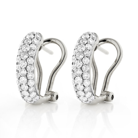 14K Pave Diamond Hoop Huggie Earrings 1.04ct in White color  800680
