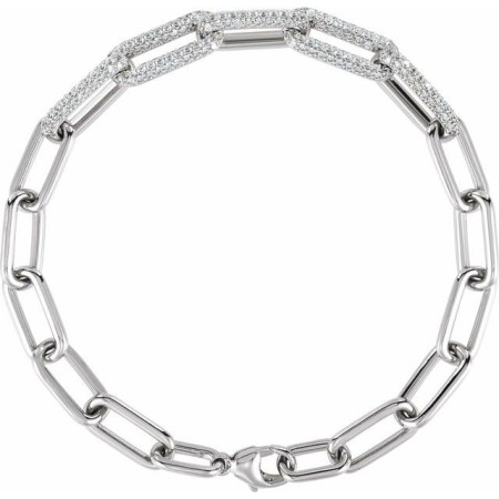 14K Rose Gold 1 1/2 CTW Lab-Grown Diamond Paperclip-Style 7in Bracelet in White color  STC0003