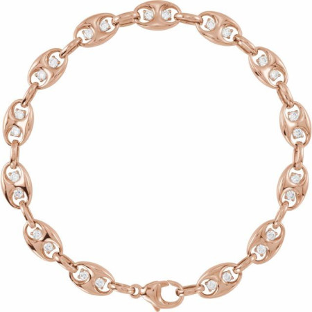 14K Rose Gold 1 CTW Lab-Grown Diamond Mariner Link 7 1/2in Bracelet in Rose color STC0001