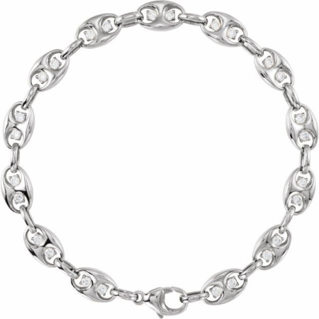 14K Rose Gold 1 CTW Lab-Grown Diamond Mariner Link 7 1/2in Bracelet in White color  STC0001