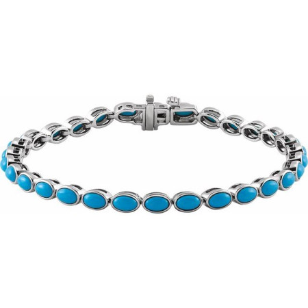 14K Rose Gold Natural Turquoise Tennis 7in Bracelet in White color  STC0004