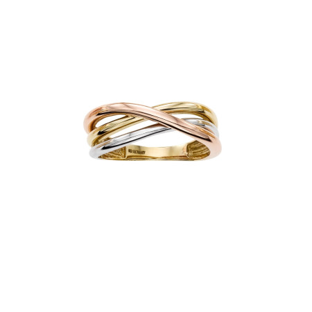Women's Tri-color 14K Gold Crossover Ring HD5028
