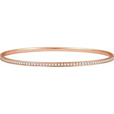 14K White Gold 1 1/2 CTW Natural Diamond 7in Bangle Bracelet in Rose color STC0041