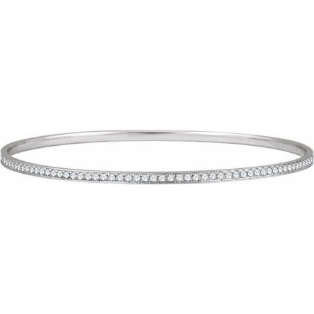 14K White Gold 1 1/2 CTW Natural Diamond 7in Bangle Bracelet in White color  STC0041