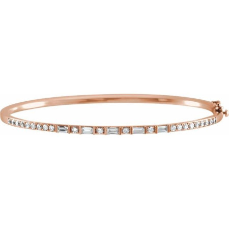 14K White Gold 1 CTW Natural Diamond 7in Bangle Bracelet in Rose color STC0024
