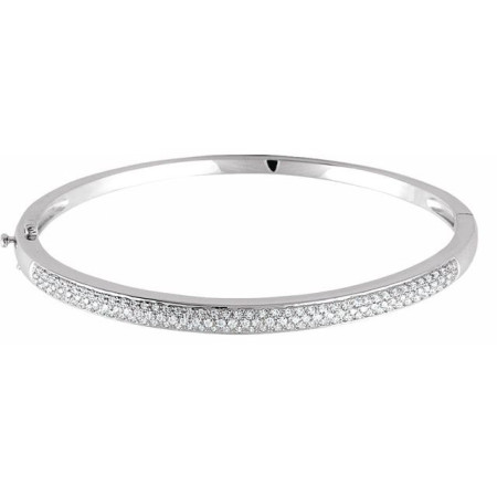 14K White Gold 1 CTW Natural Diamond Pav-Style 7in Bracelet in White color  STC0045